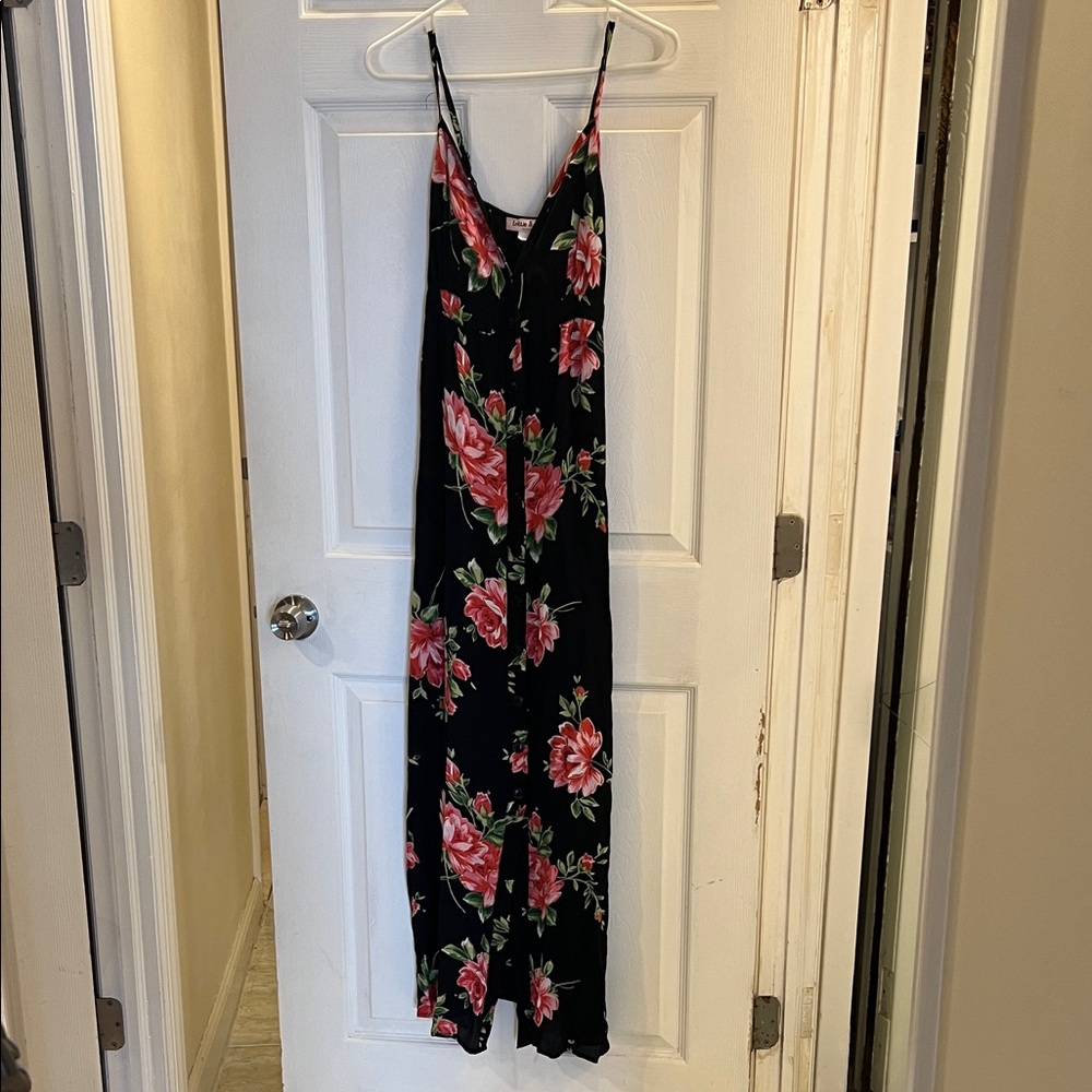 Floral Black and Pink Maxi Dress